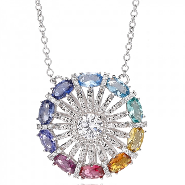 Runde und ovale Opal-Rhodium-Silberkette 