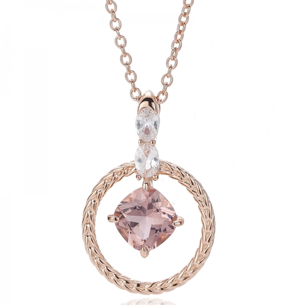 Kissenförmiger, diamantgelber Zirkonia und ovaler Opal-Silberanhänger mit Goldbeschichtung 