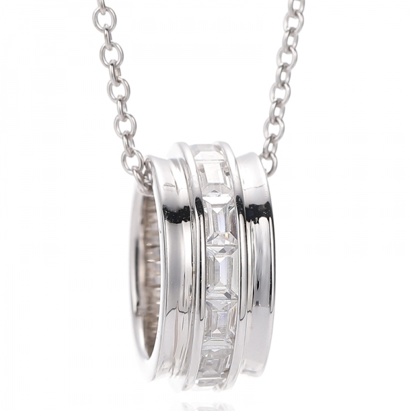 Baguette Regenbogen Zirkonia Anhänger aus rhodiniertem Silber 